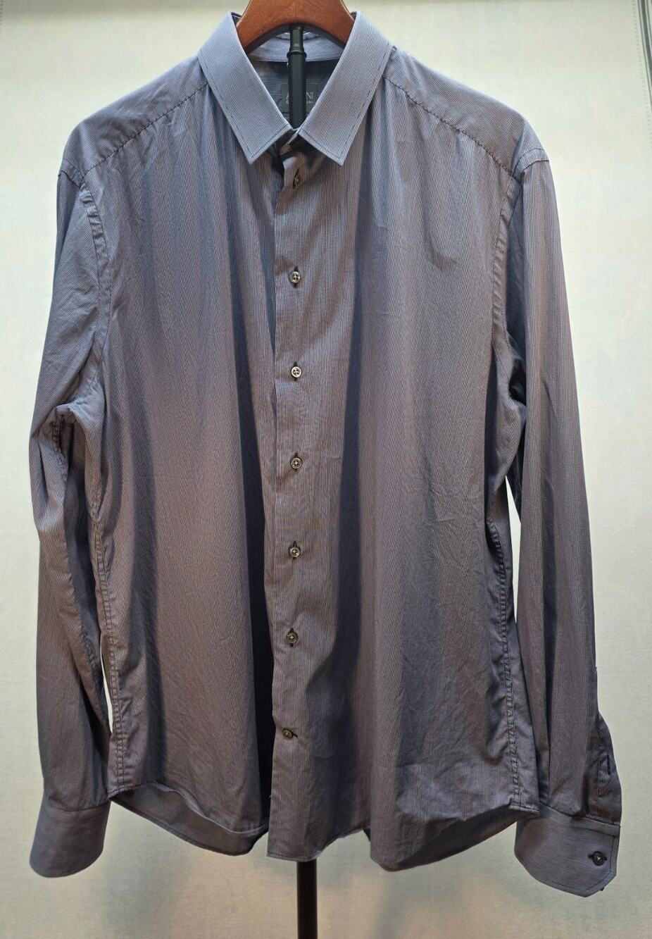 Armani Collezioni Men's Designer Italian Striped Slim Fit Luxury Shirt‎ Sz 44